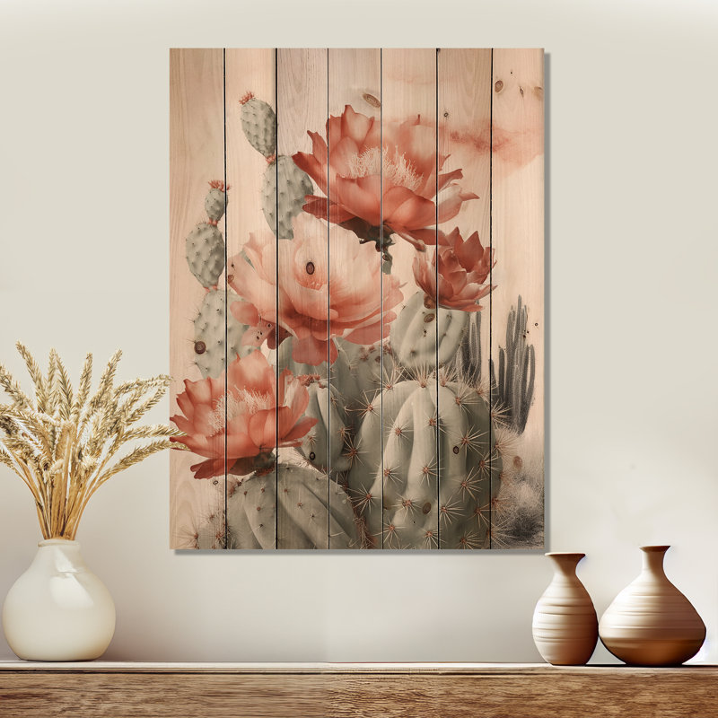Terianne - Art mural floral sur bois de pin naturel, H 32 po x l 24 po