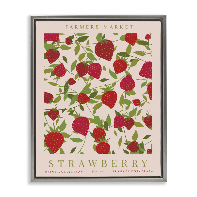 Cadre flottant Strawberry Gallery, par Kamdon Kreations, H 31 po x l 25 po, Cadre flottant gris lustré