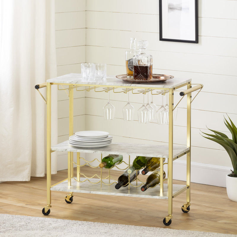 Maliza Metal Bar Cart, Gold