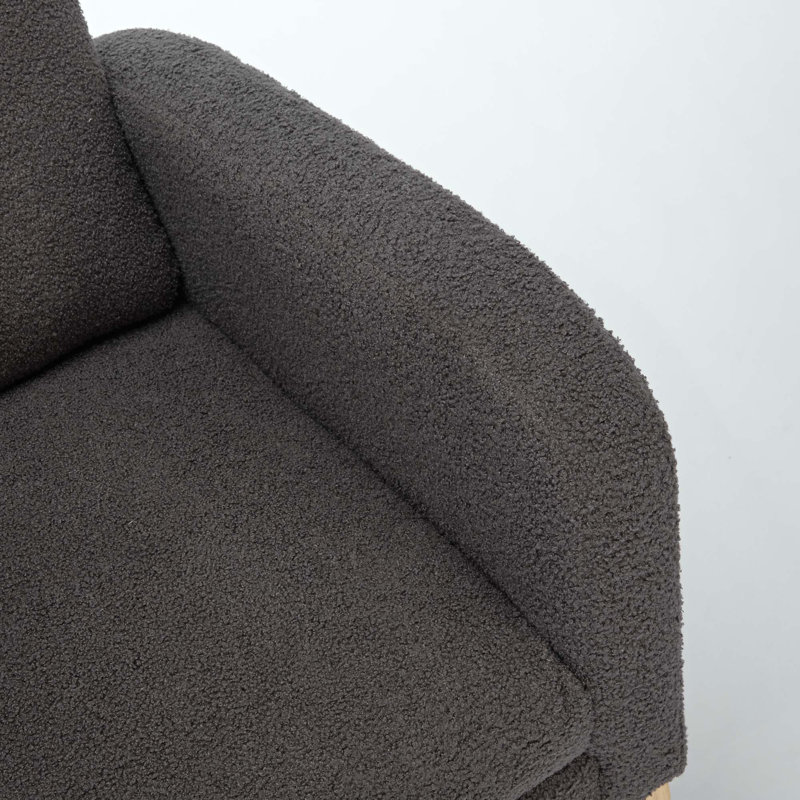 Chaise berçante moderne à haut dossier avec poche latérale pour le salon, Gris