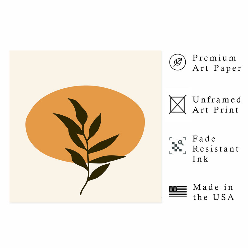 «Botanical Leaf and Sun Bohemian», reproduction d'art non encadrée, H 14 po x l 14 po