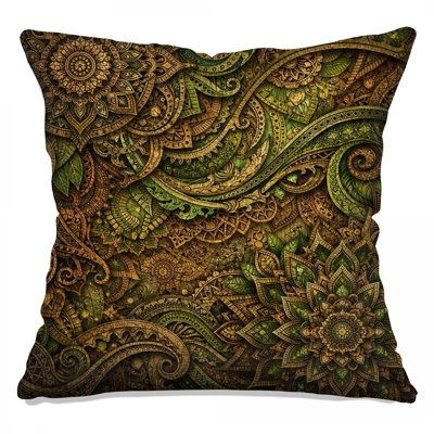 Intricate Mandala Leaves Double Sided Throw Pillows