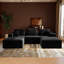 Canapé modulaire à compression en forme de U 106,2 "avec méridienne, canapé en velours côtelé noir Abdou-508168980