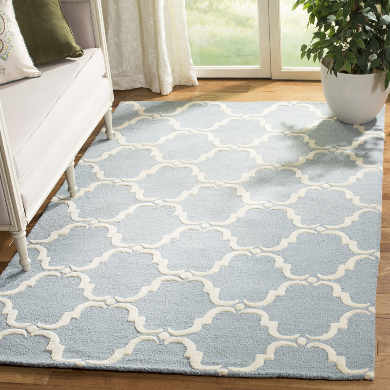 Jotvingis Hand Tufted Wool Geometric Rug, Rectangle 9' x 12'