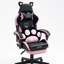 Chaise de jeu noire mignonne avec coussin lombaire en forme de patte, chaise de jeu vidéo pour ados-1104274812