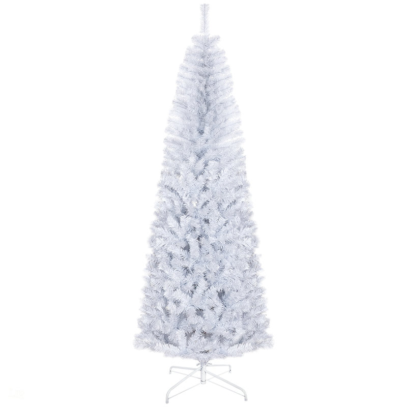 Arbre de Noël artificiel mince non éclairé 6 pi avec branches, 618 pointes, pour des espaces compacts et une installation facile, arbre de Noël