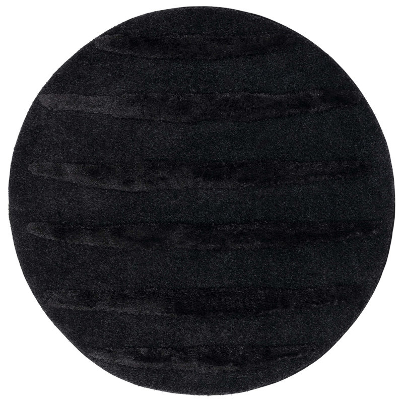 Adedapo Hi-Lo Shag Performance Solid Color Rug, Round 6'7"