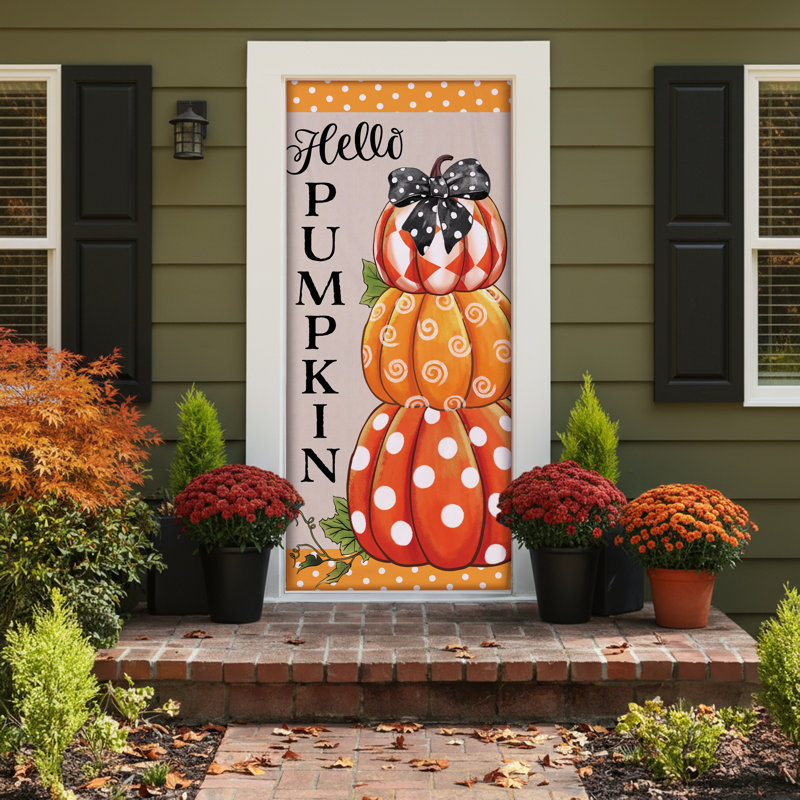 Patterned Pumpkins Door Cover