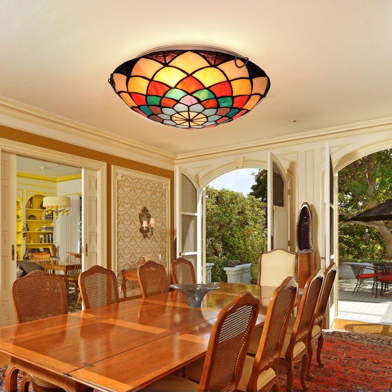 Hoch 12'' Tiffany Flush Mount Ceiling Light
