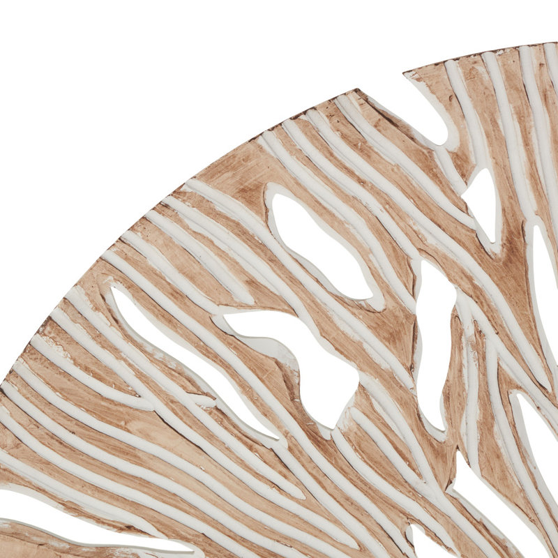 Décoration murale en bois beige sculpté à la main, H 47 po x l 47 po x P 1 po