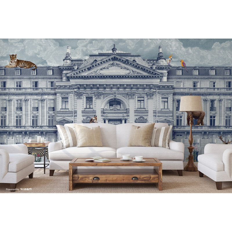 Papier peint animaux de zoo Urban Safari, L 117,96 po x l 225 po, Bleu