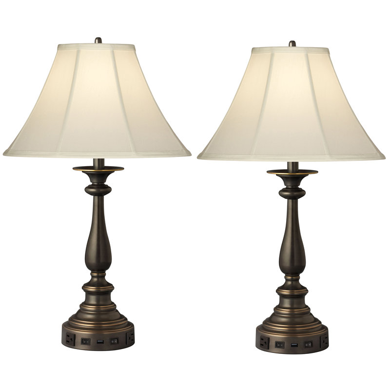 Ensemble de lampes de table en bronze Madison 29 "avec prise USB et prise Traditional