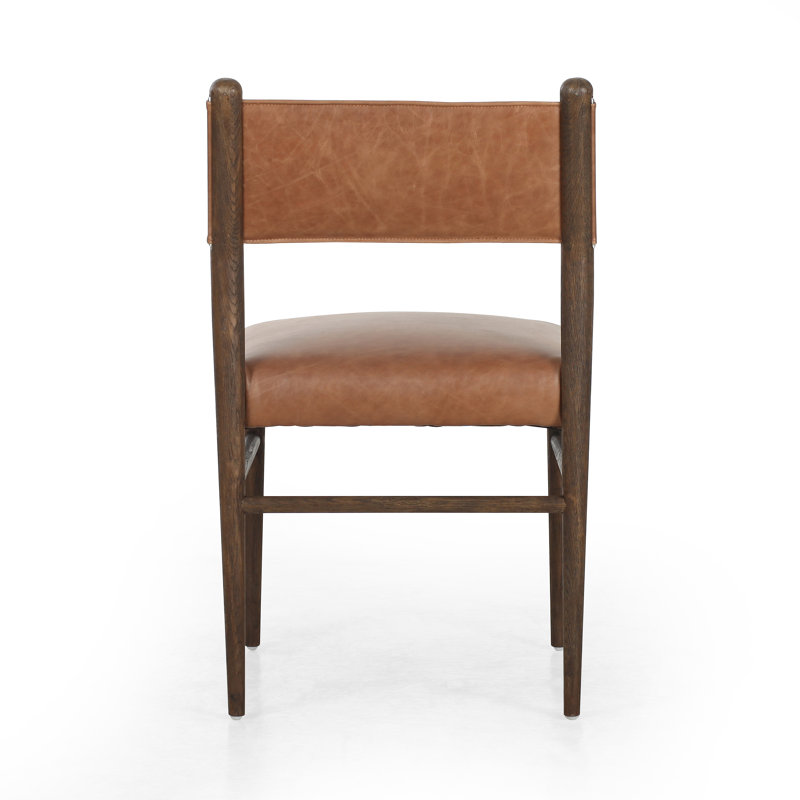 Morena Side Chair in Alcala Fawn, Sonoma Chestnut Genuine Leather