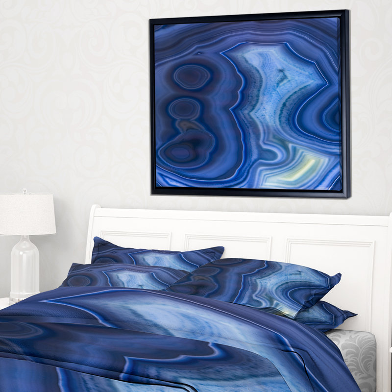 Corwin «Blue Agate Stone Design», impression abstraite, H 30 po x l 40 po x P 1,5 po, Toile avec cadre flottant
