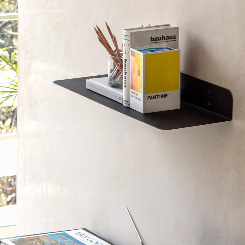 Metal Bracket Shelf, Black, 3" H x 24" W x 8" D