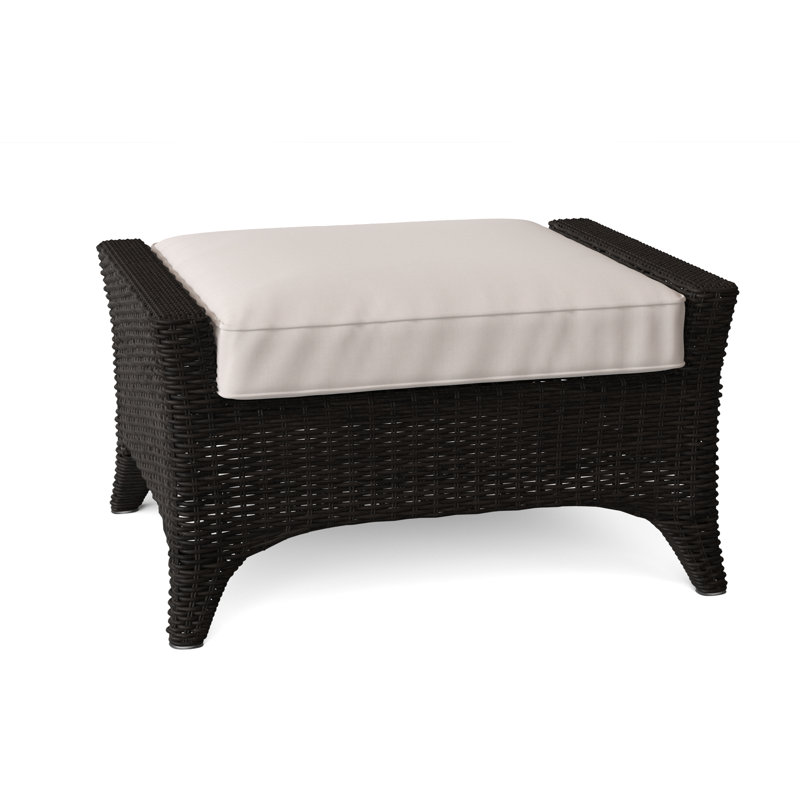 Cape Cod Rectangle Outdoor Sunbrella® Ottoman Patio Ottoman, Cloud, Cape Cod Black
