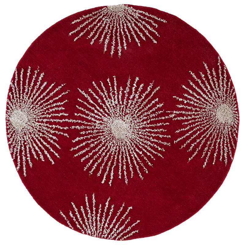 Amier Hand Tufted Wool And Viscose Geometric Rug, Round 6'