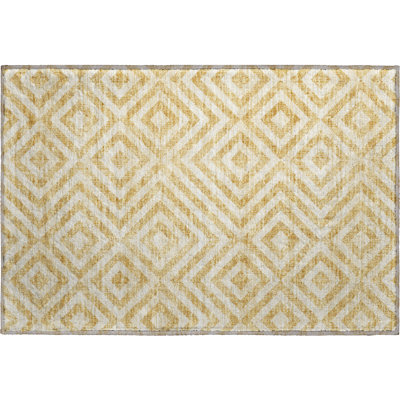Premium Machine Washable Prisco Gold Rug