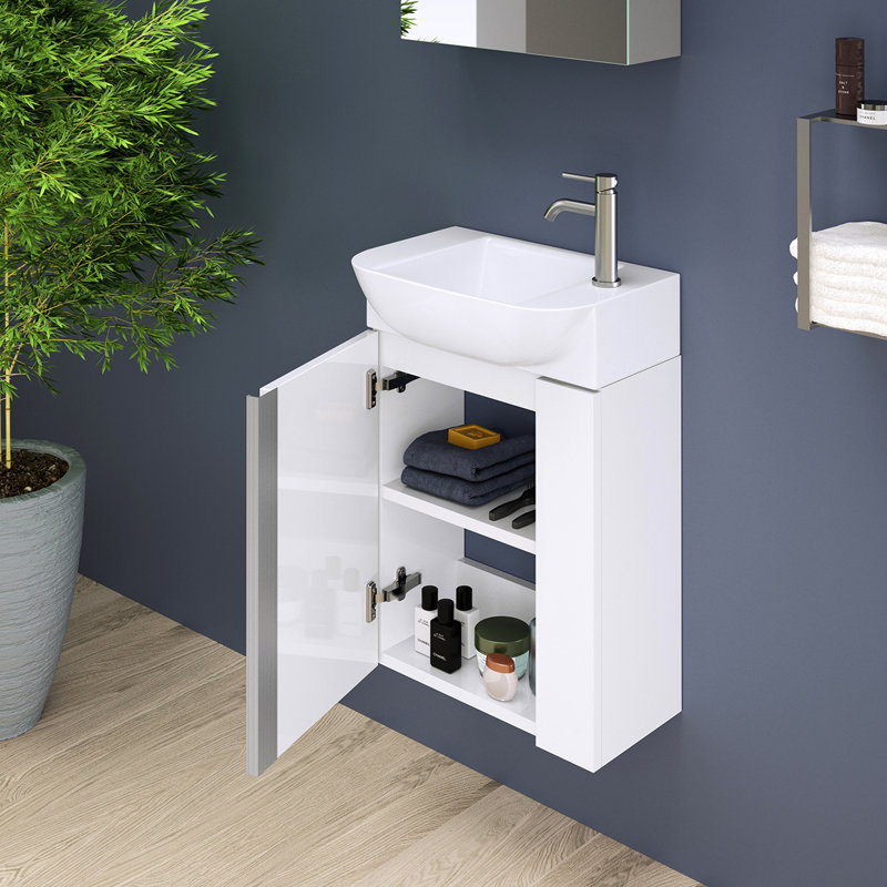 Ensemble de meuble-lavabo mural simple 18 po Camilia, Blanc lustré
