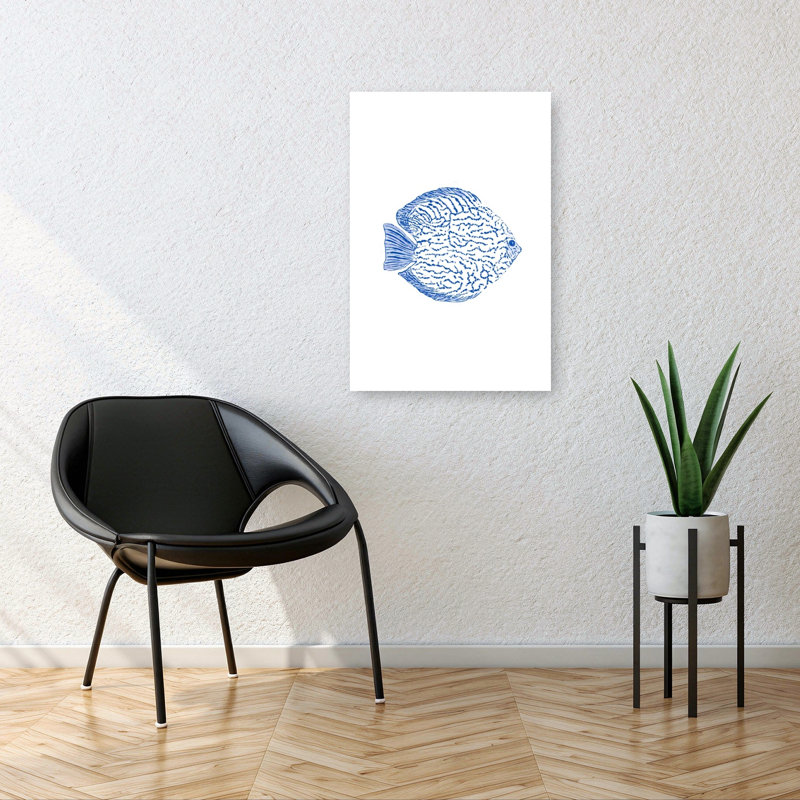 Poisson Discus bleu paisible et serein, impression d'art mural contemporain représentant la nature de l'océan