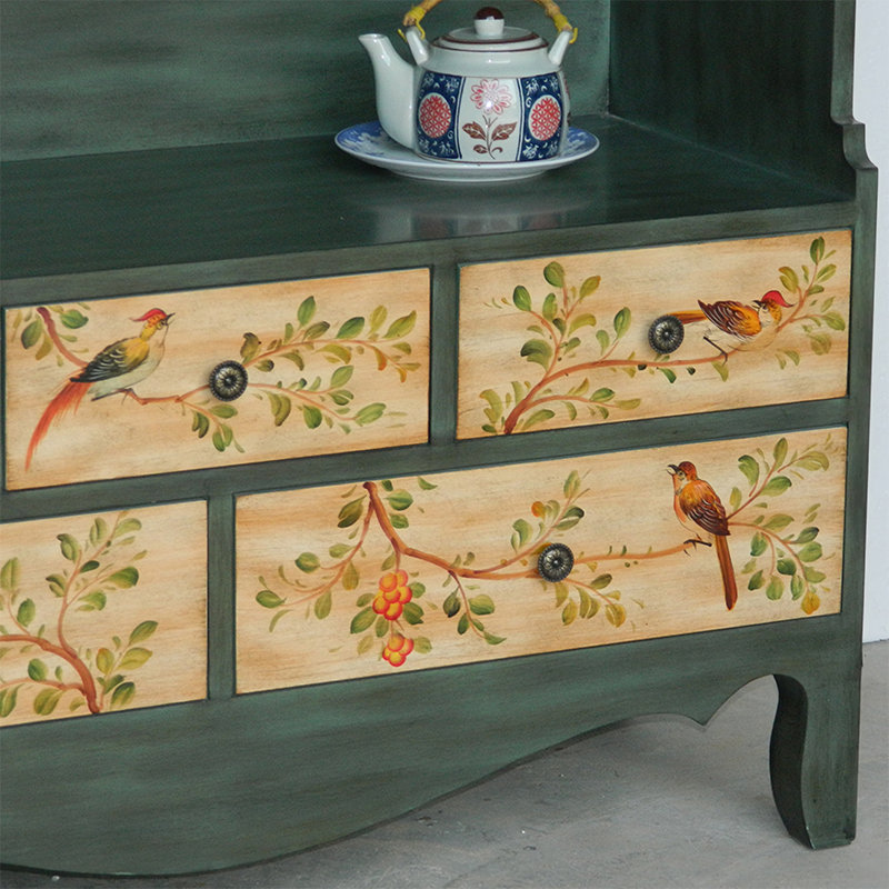 Simple Green Painted Solid Wood Bookcase