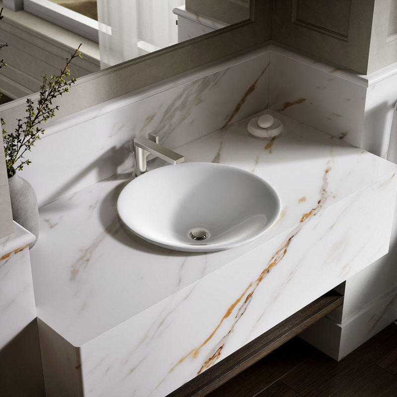 Carillon Circular Vessel Bathroom Sink, Ice Grey