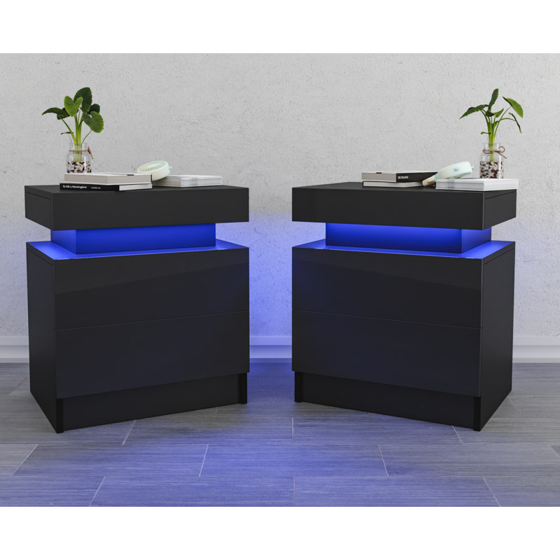 Binger 17.7'' W Unfinished Particle Board / Chipboard Nightstand, Black