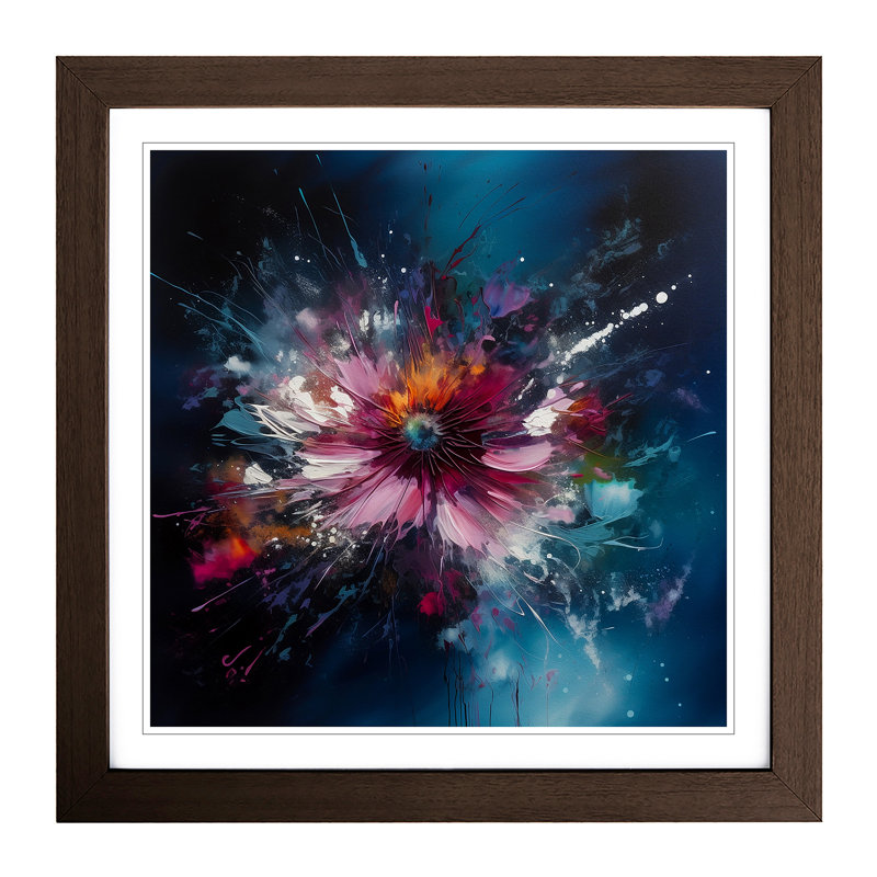 Cosmos Abstract Art No.3 - Single Picture Frame Print on Wood, Walnut