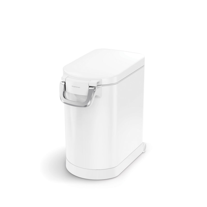 Medium White Steel Airtight Pet Food Storage Container with Scoop