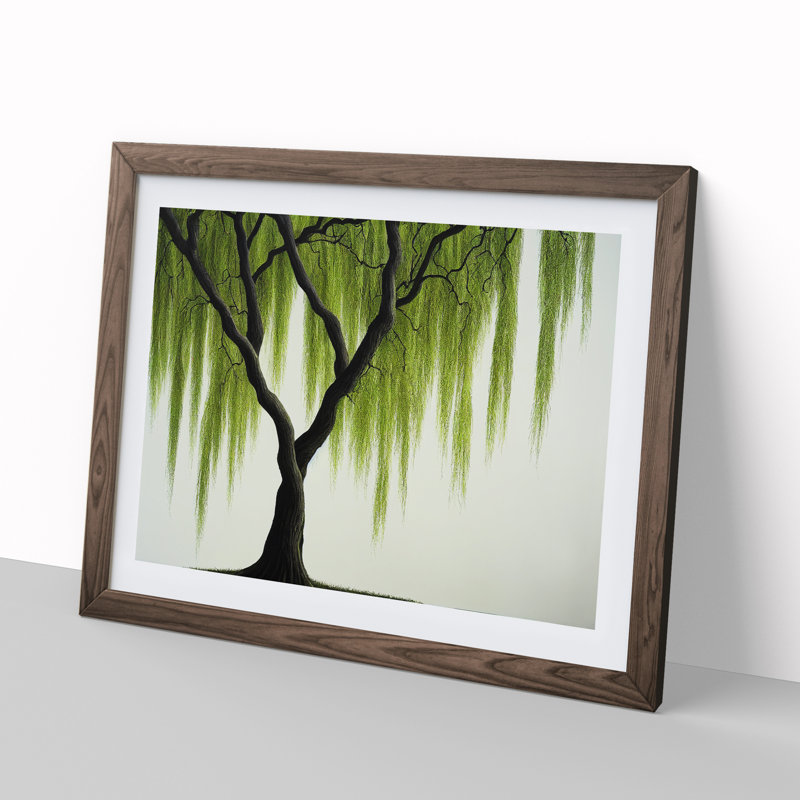 Irresistible Weeping Willow Tree - Single Picture Frame Print, 25cm H x 34cm W x 2cm D, Walnut