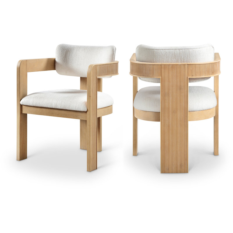Chaise rembourrée Sacha Frink, Tissu crème texturé en lin, Naturel