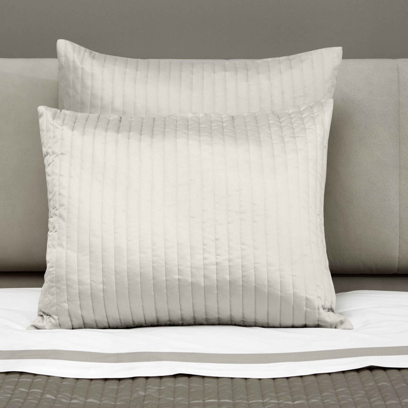 Siena Channel 100% Cotton Zipper Sham, Euro Sham, Pearl