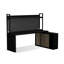 Bureau en bois massif en L noir + brun clair + fer + rotin-1531403848