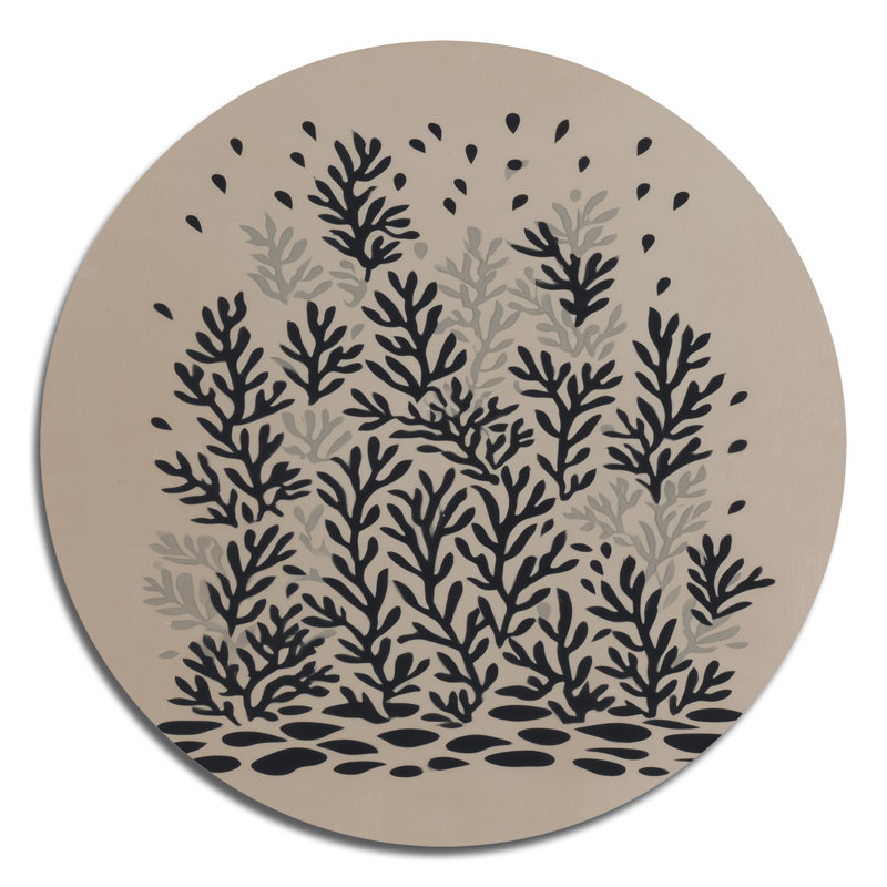 Essence côtière noire et brune - décoration murale ronde en métal corail, L 23 po x H 23 po