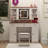 Farmhouse Vanity Desk With Sliding Mirror,Lights And Charging Station,Makeup Table Desk With Dimmable Led Light,Vanity Makeup Table With Sponge Soft Stool,White+Brown Finish