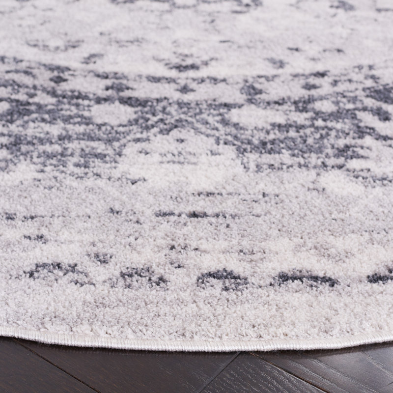 Tapis gris / ivoire Gracie-Lou 654, Rond 6 pi 7 po