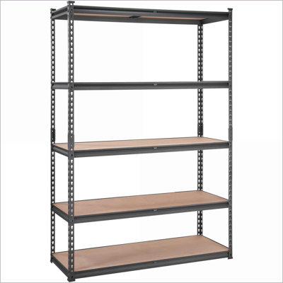 Étagère de rangement industrielle, en métal robuste réglable à 5 niveaux, capacité de 2000 lb, noir, 18 po x 48 po x 72 po | Acier au carbone | Robuste