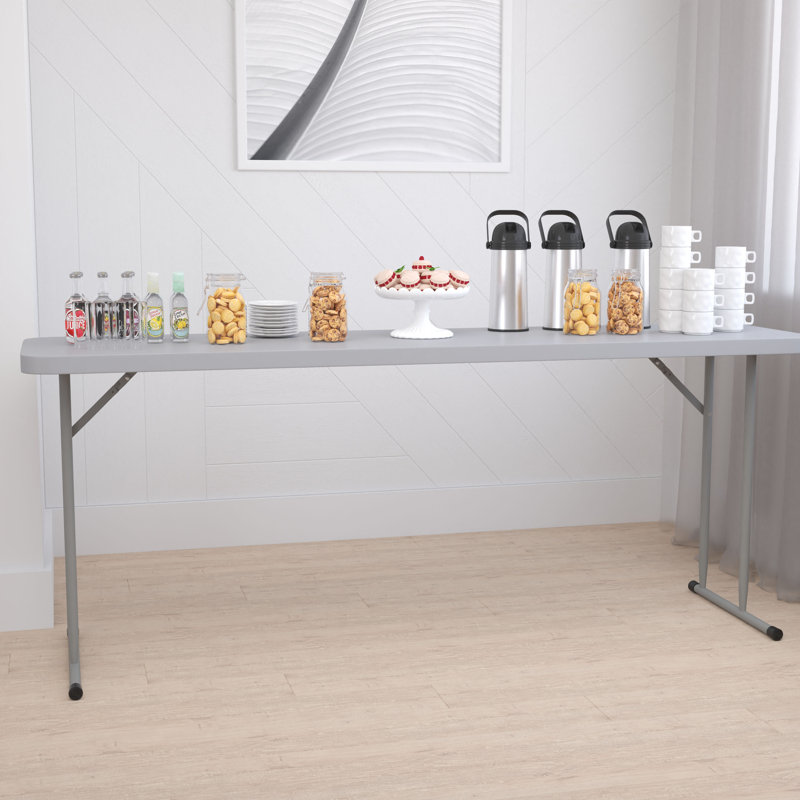 Parker Rectangular Plastic Folding Training and Event Table, Grey, 29" H x 70.8" W x 18" D