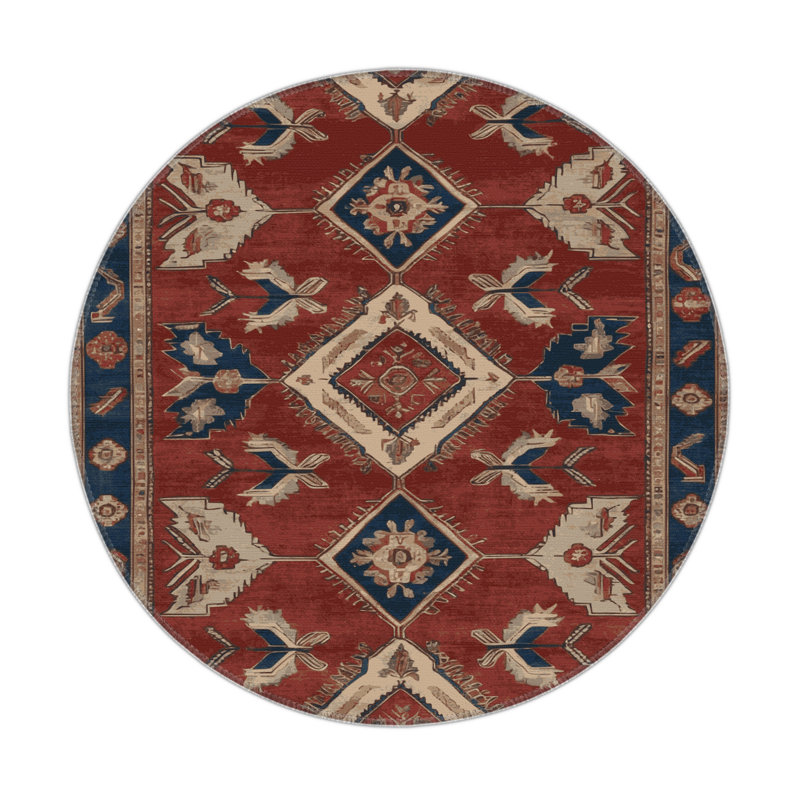 Tapis d'intérieur et d'extérieur brun Persian, Rond 5 pi