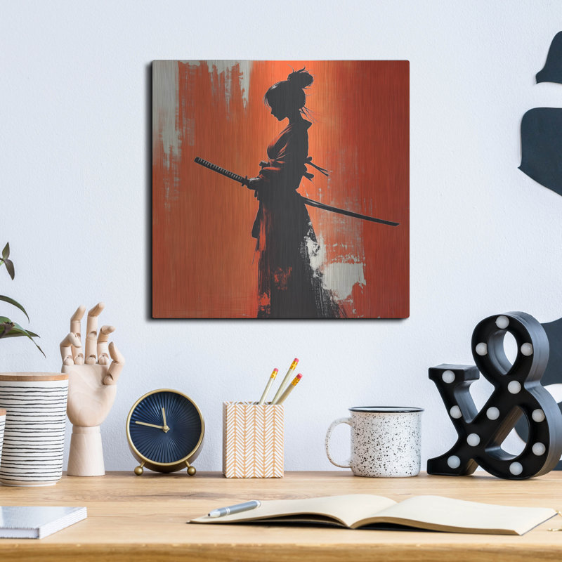 «Femelle Samurai» par Rich Monet, art mural en métal, H 12 po x l 12 po