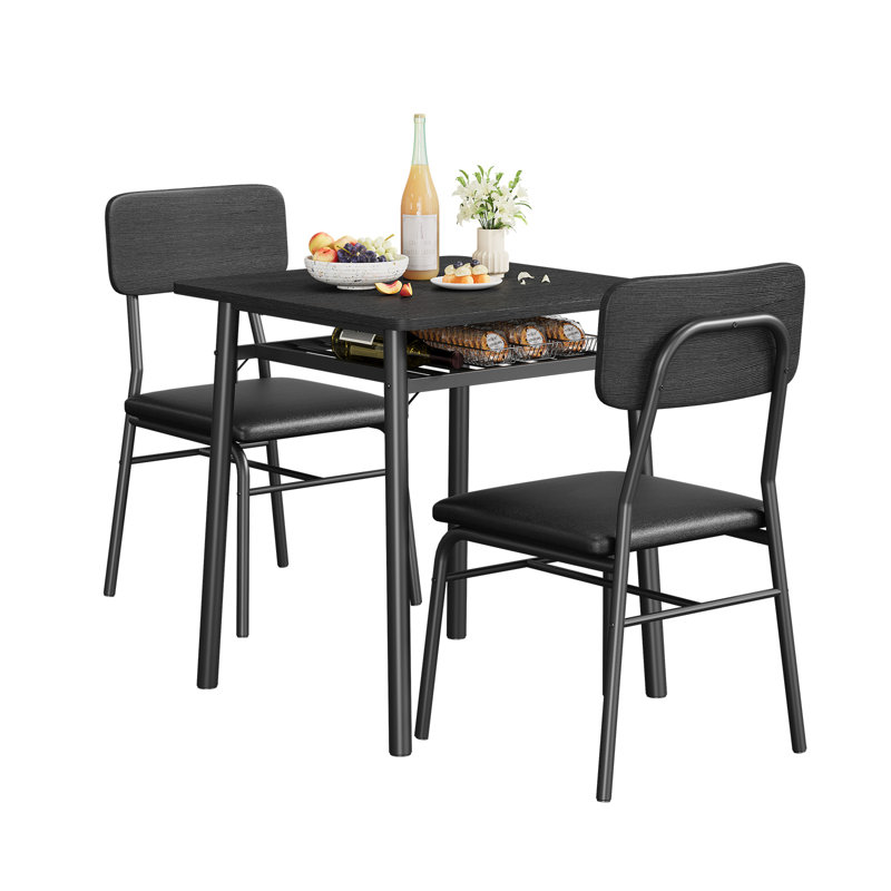 Dining Table, Black wood grain / Black