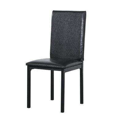 4 sièges de salle à manger, cadres en métal, revêtement en vinyle brun foncé, résistance de soutien de 250 lb, conception industrielle moderne, projet d'assemblage facile, rembourrage doux pour le confort, coussins de protection ergonomiques en métal
