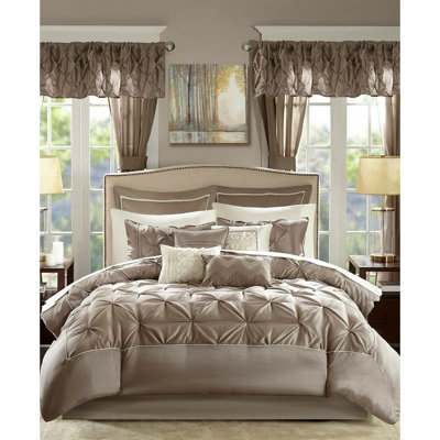 Taupe Microfiber 24 Piece Comforter Set
