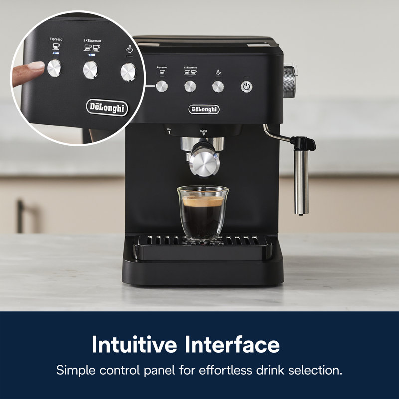 De’Longhi Stilosa 15-Bar Black Espresso Machine with Steam Wand and Programmable Shot Volume