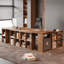 Bureau en bois massif en L noyer clair avec 3 tiroirs-109326712