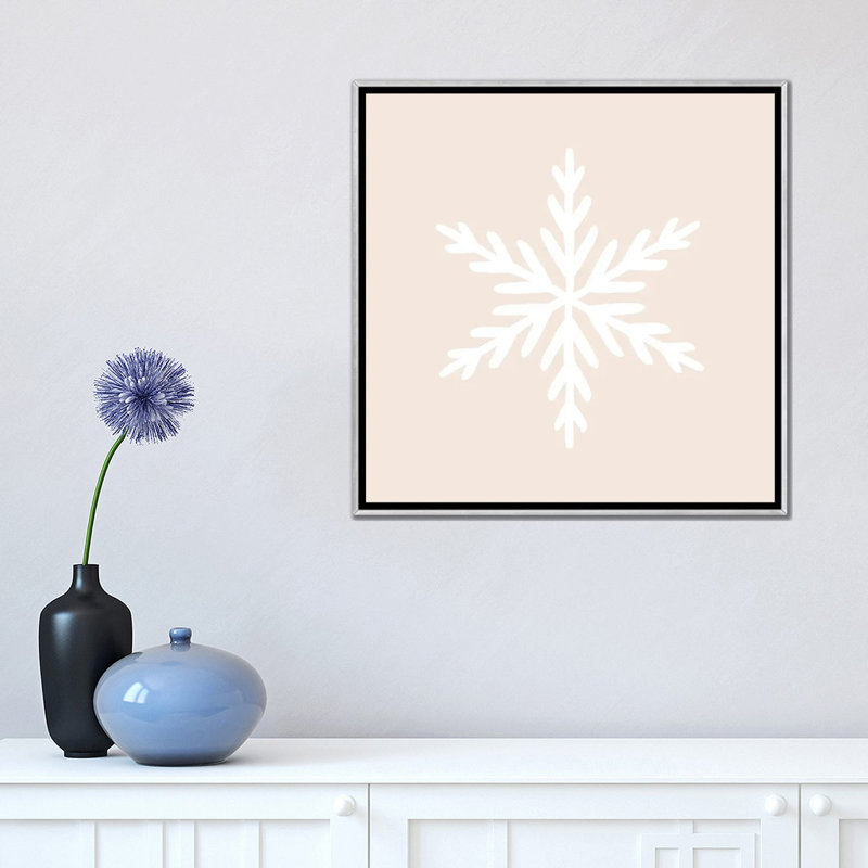 « Snowflake » par Orara studio-reproduction d’art, H 18 po x l 18 po x 1,5 po, Toile avec cadre argenté, Pas de tapis