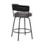 Tabouret de bar pivotant de 26 po en similicuir gris avec finition thermolaquée noire
