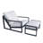 Bourbana Outdoor Aluminum Recliner Chair, All Weather Patio Conversation Set Recliner with Ottoman and Cushion