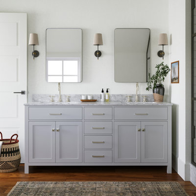 Aberdeenshire 72" Double Bathroom Vanity with Carrara White Marble Top