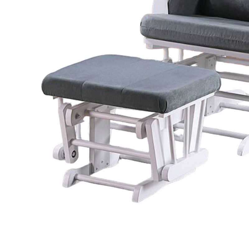 Noni Glider Manual Recliner Chair W Ottoman, Wood, Square, No Recline, Gray, White